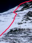 Camp 2 was located at the base of the Polish Glacier. Our route is in red.